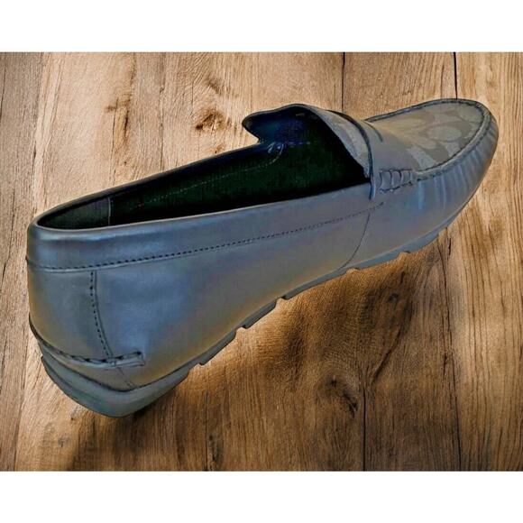 Coach Black Leather Mott Driving Loafers Charcoal Mens Size 7 Fast Shipping - Picture 5 of 11